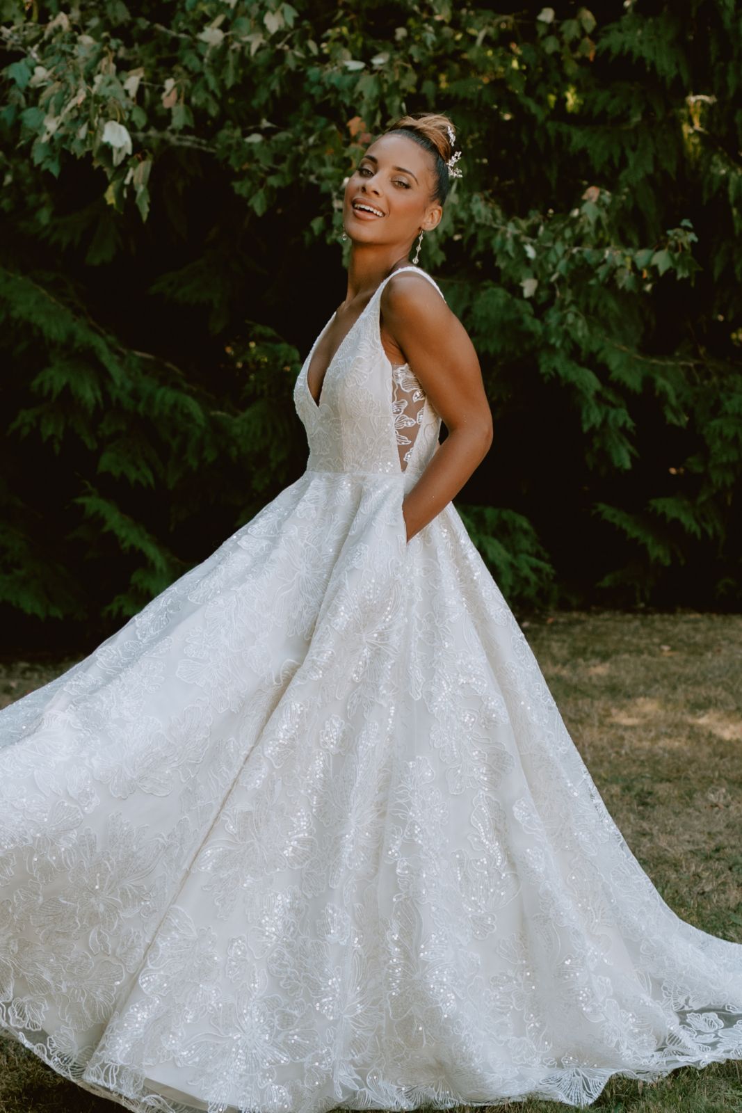 Lazaro Beaded & Embroidered Wedding Dress with Shredded Tulle – Nearly  Newlywed